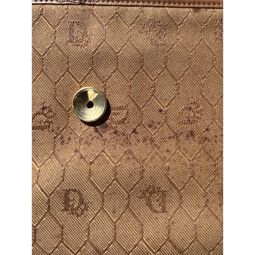 Vintage 70s Christian Dior beige Monogram Canvas leather shoulder bag gold chain - Picture 16 of 16